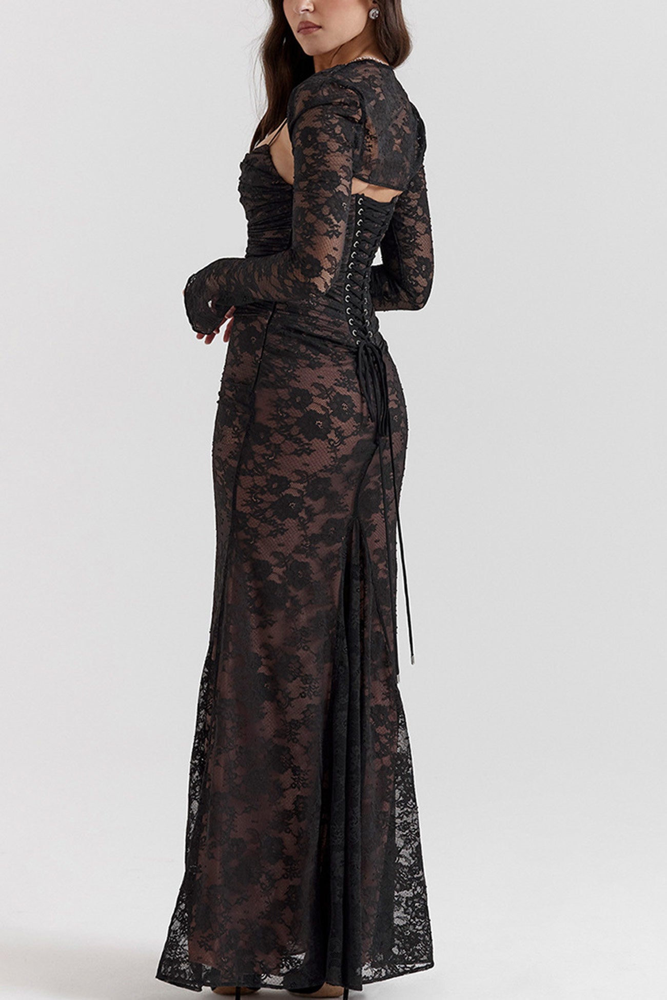 Lace Fishtail Cami Dress With Cover-up