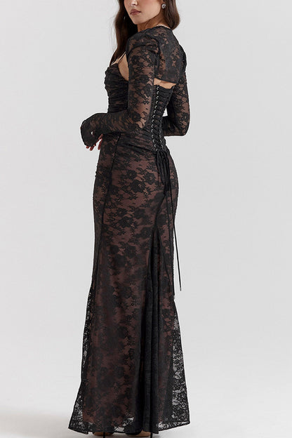 Lace Fishtail Cami Dress With Cover-up
