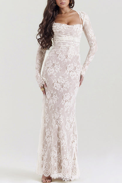 Lace Fishtail Cami Dress With Cover-up