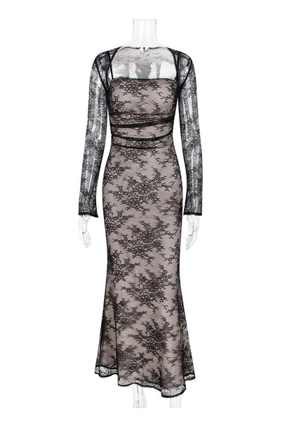 Lace Fishtail Cami Dress With Cover-up