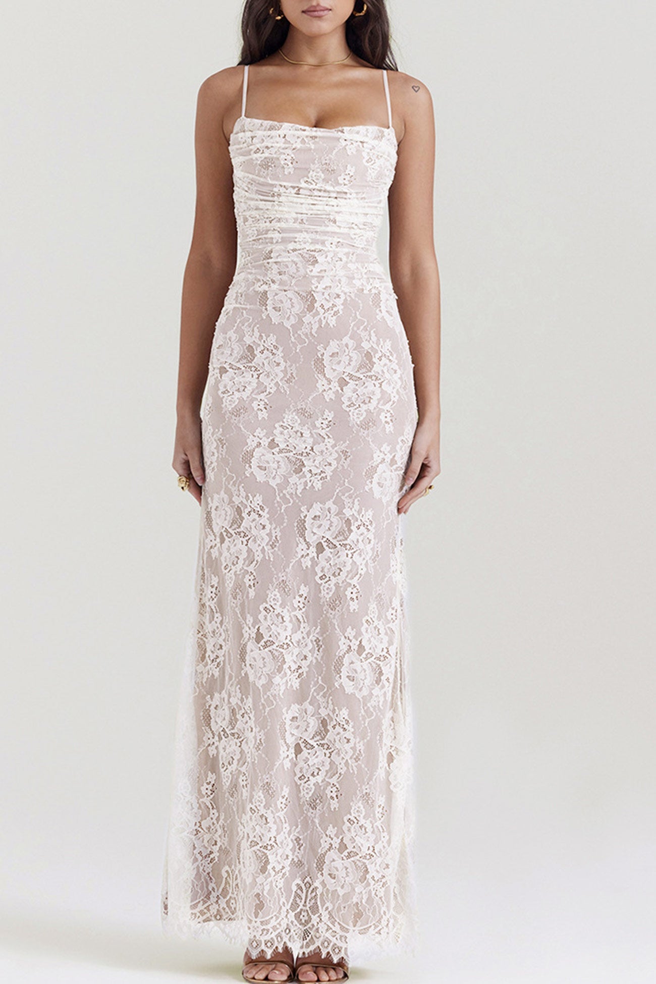 Lace Fishtail Cami Dress With Cover-up