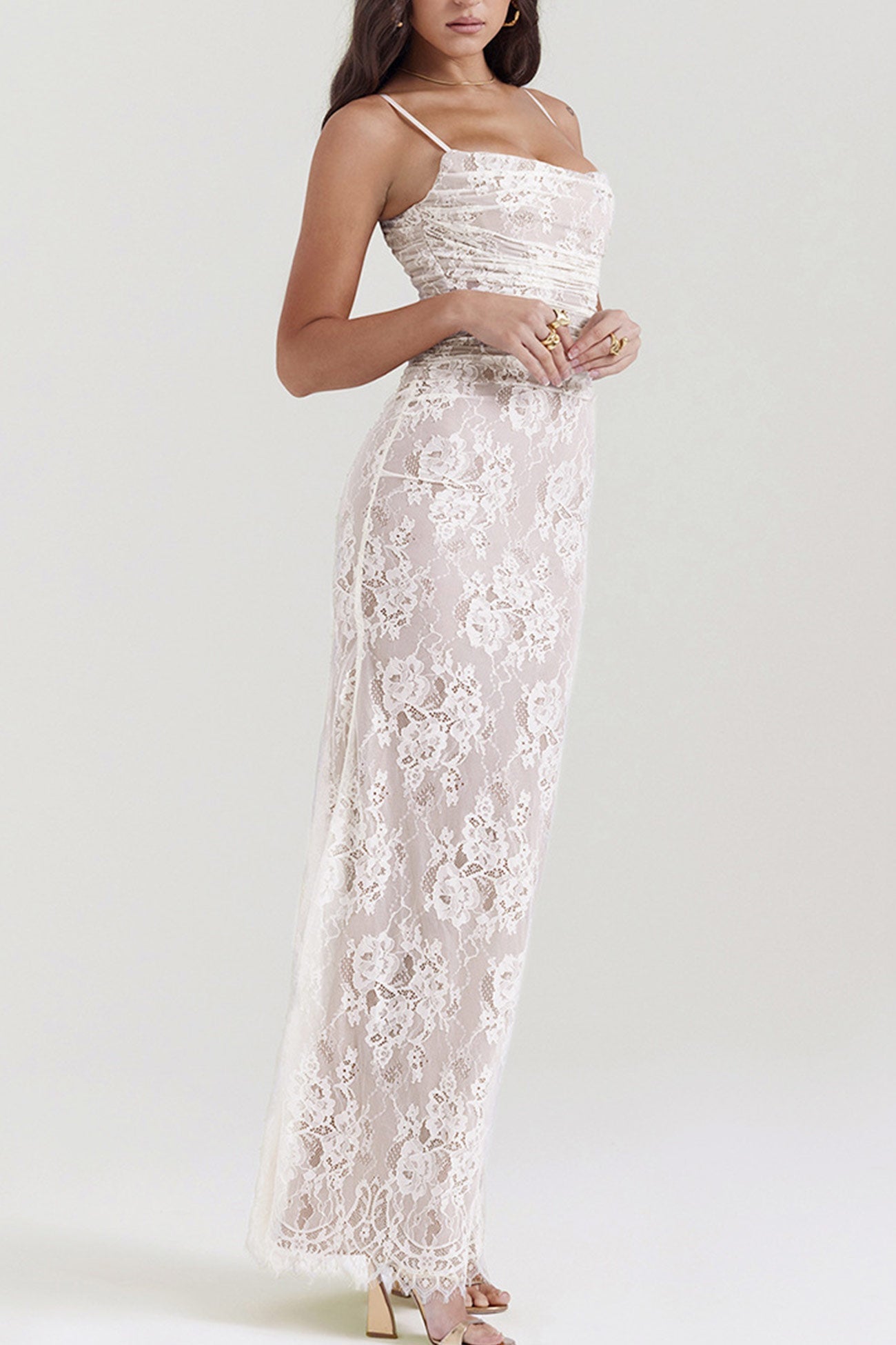 Lace Fishtail Cami Dress With Cover-up