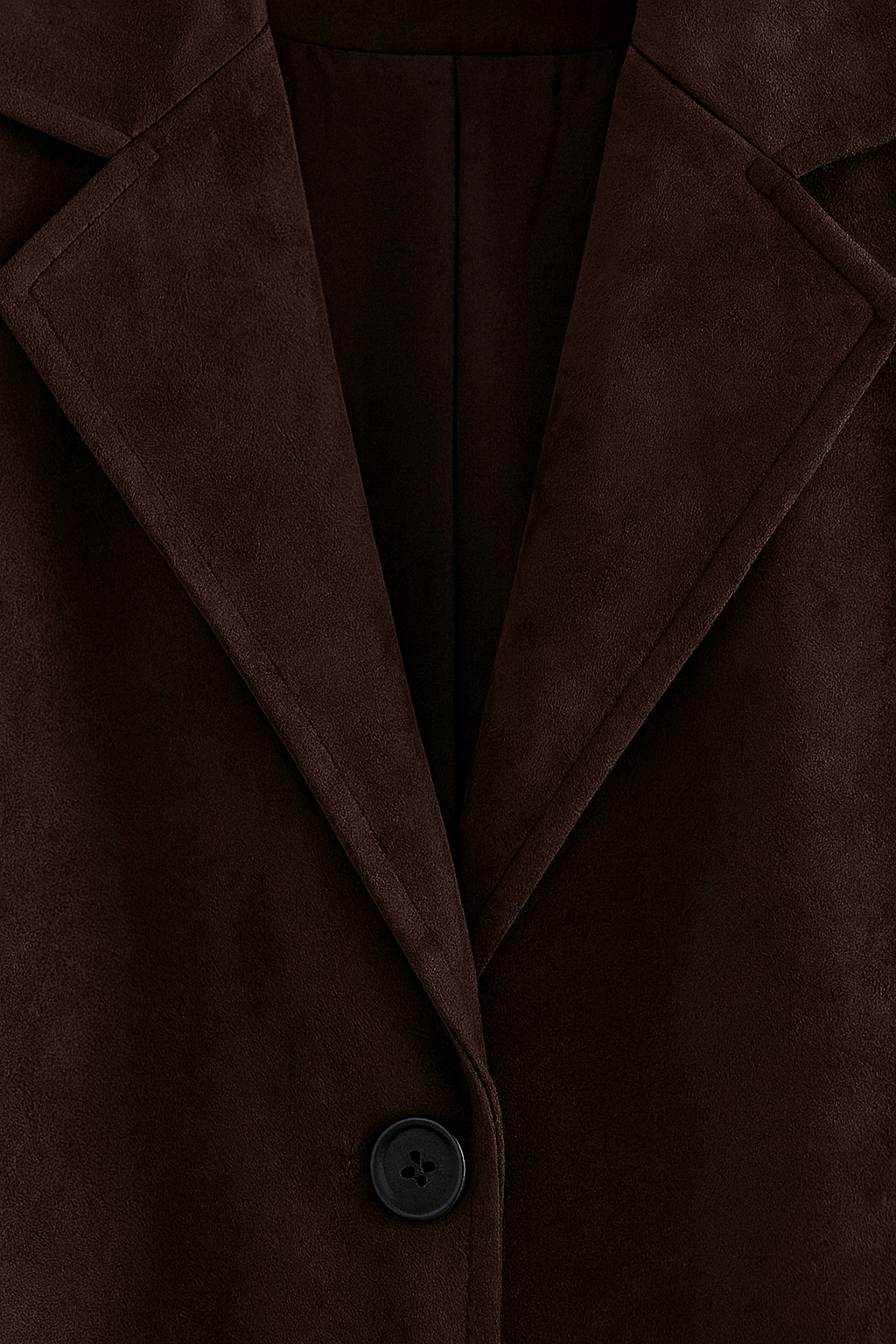 Long Suedette Overcoat | Single-Breasted, Notched Lapel, Relaxed Fit