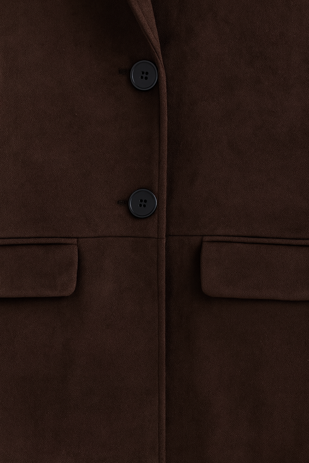 Long Suedette Overcoat | Single-Breasted, Notched Lapel, Relaxed Fit