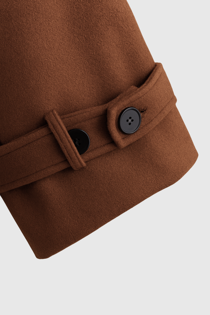 Double-Breasted Wool Blend Long Overcoat | Notched Lapel, Self-Belt