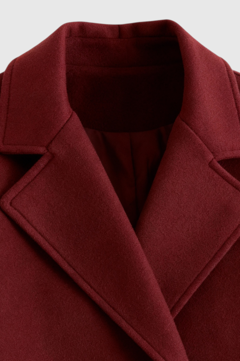 Long Double Breasted Coat | Relaxed Fit, Notched Lapel, Cuff Strap Detail