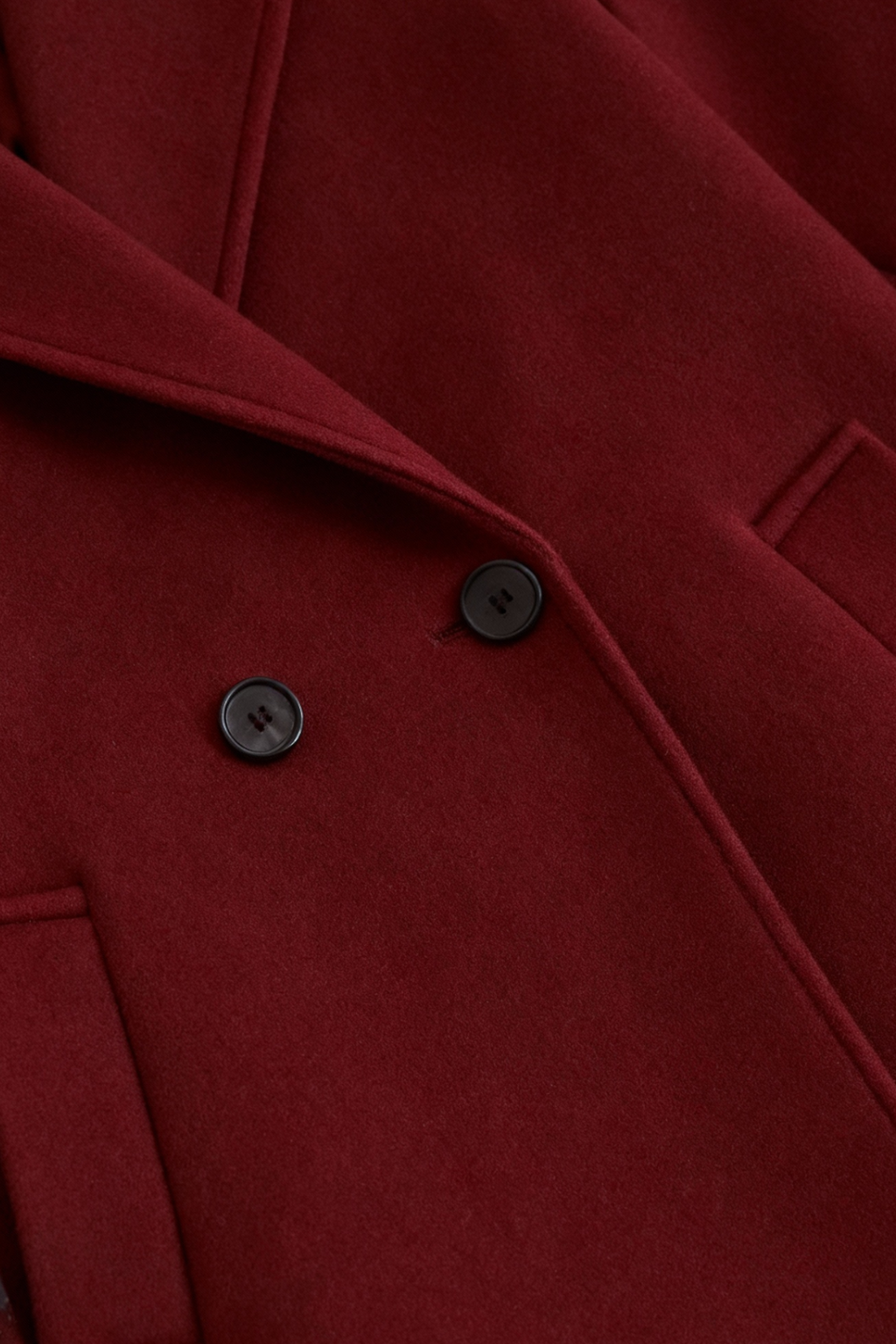 Long Double Breasted Coat | Relaxed Fit, Notched Lapel, Cuff Strap Detail
