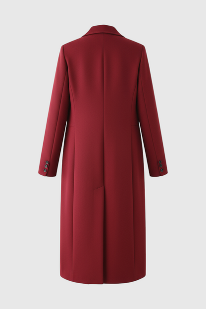 Longline Polyester Coat | Single-Breasted | Slim Fit | Notched Lapel