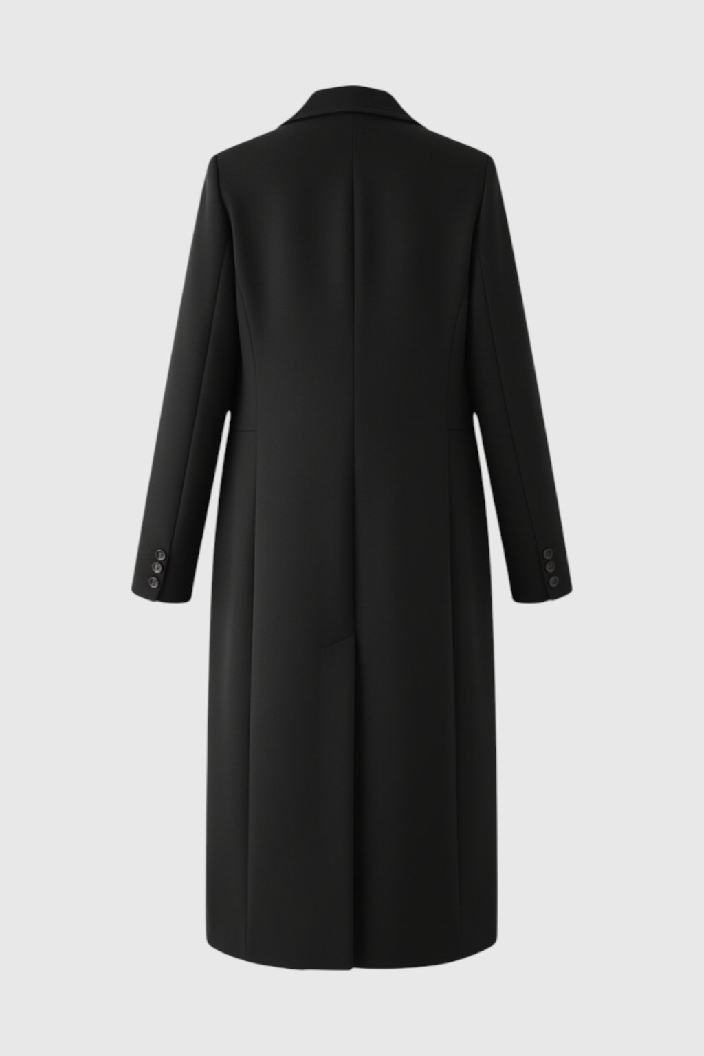 Long Single Breasted Coat | Slim Fit, Notched Lapel, Clean Tailored Line
