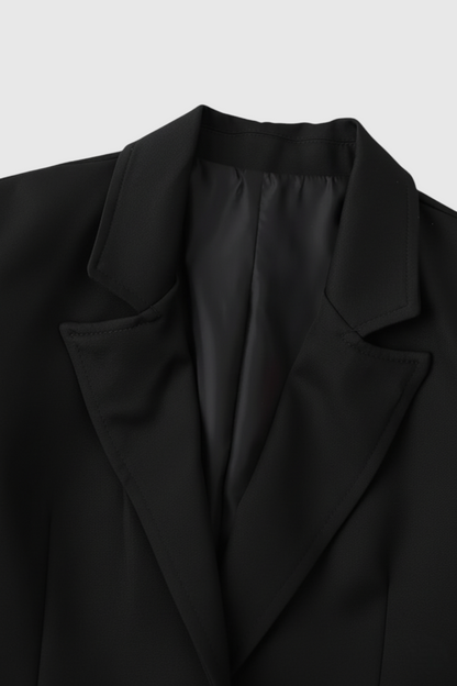 Long Single Breasted Coat | Slim Fit, Notched Lapel, Clean Tailored Line