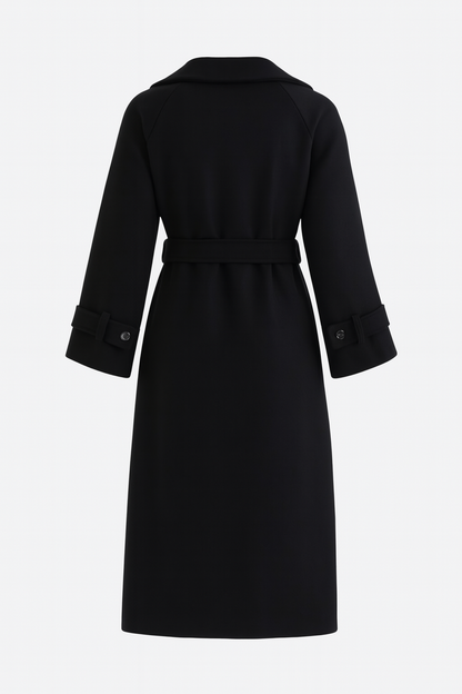 Double-Breasted Long Trench Coat | Self-Belt, Epaulettes, A-Line Fit