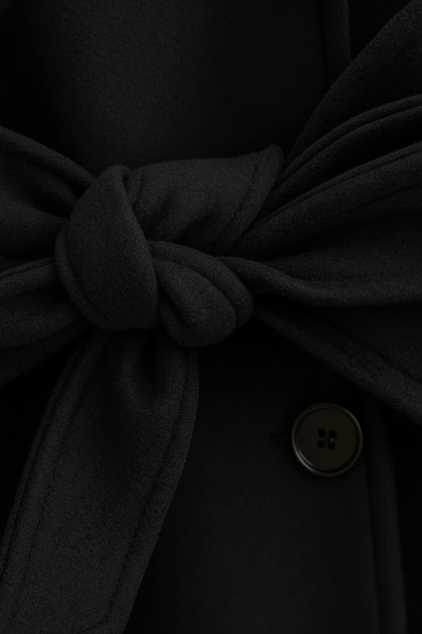 Double-Breasted Long Trench Coat | Self-Belt, Epaulettes, A-Line Fit