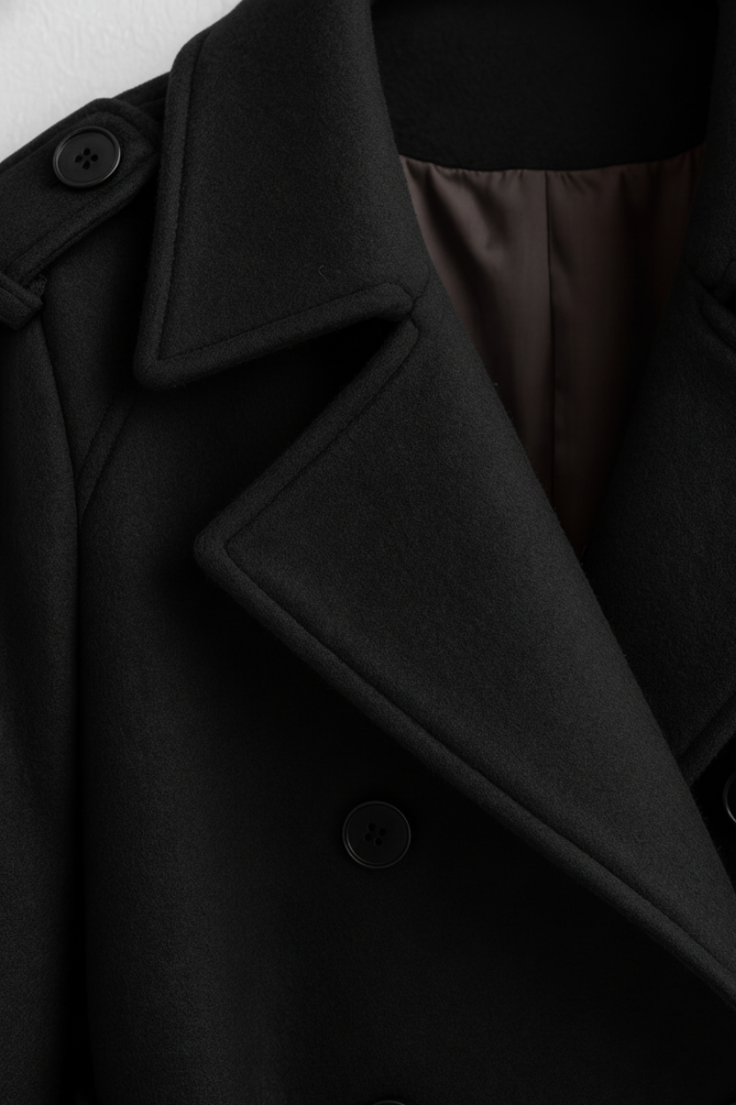 Double-Breasted Long Trench Coat | Self-Belt, Epaulettes, A-Line Fit