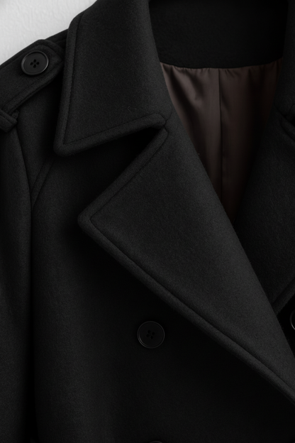 Double-Breasted Long Trench Coat | Self-Belt, Epaulettes, A-Line Fit