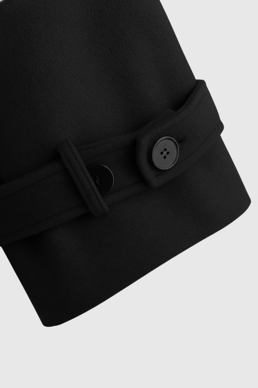 Double-Breasted Long Trench Coat | Self-Belt, Epaulettes, A-Line Fit