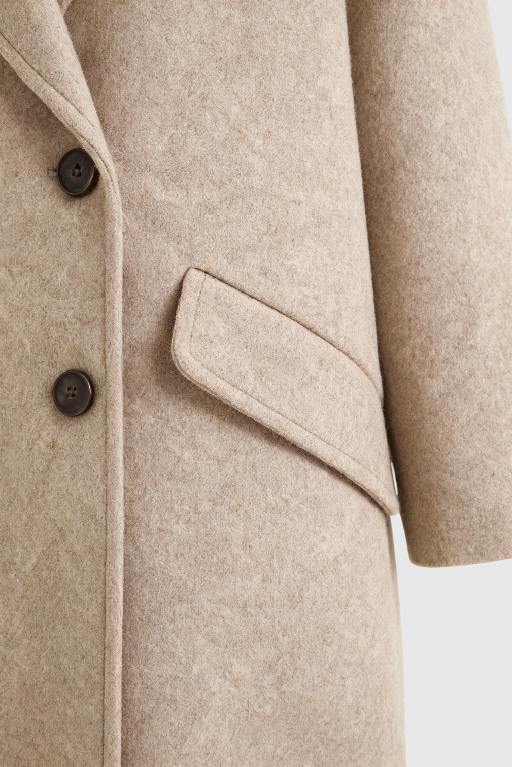 Double-Breasted Long Overcoat | Notched Lapel, Flap Pockets, Relaxed
