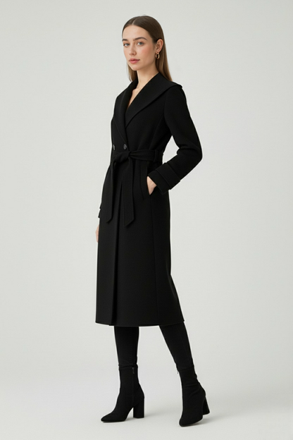Belted Longline Coat | Wide Lapel | Double-Breasted | Regular Fit