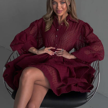 French chiffon tie waist mini dress