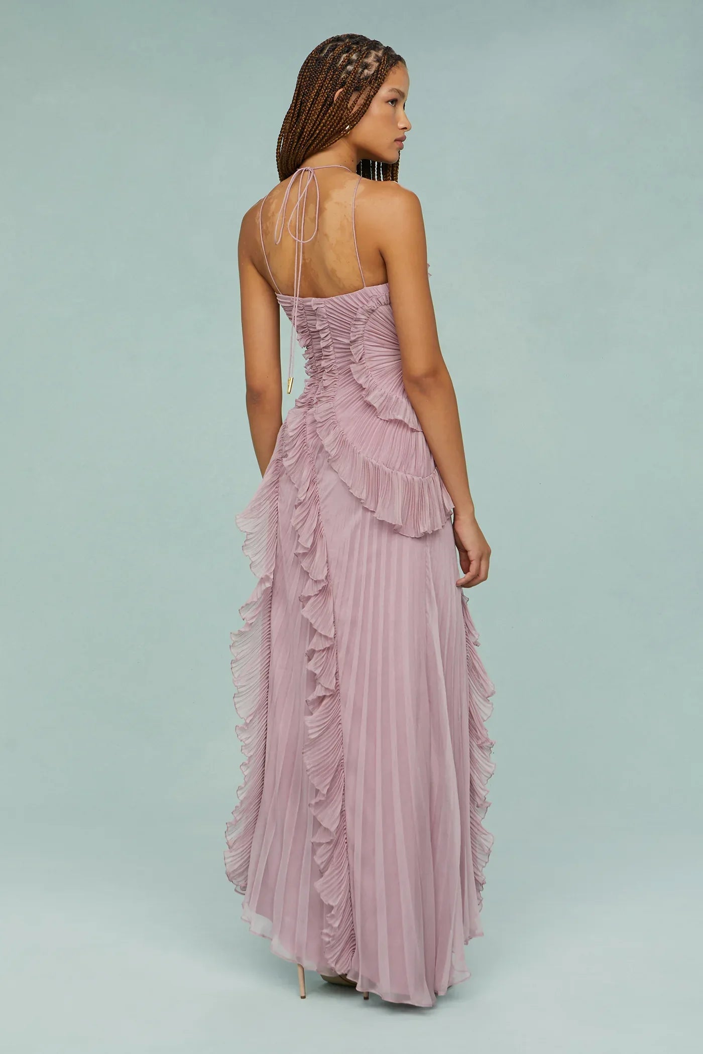 | Sculpted Pleats One-Shoulder Midi Dress