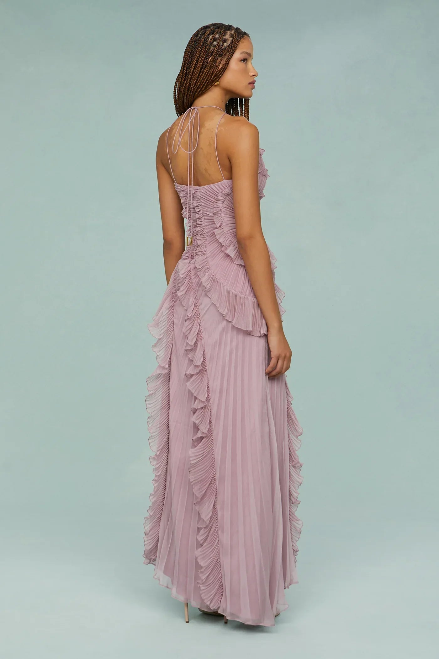 | Sculpted Pleats One-Shoulder Midi Dress