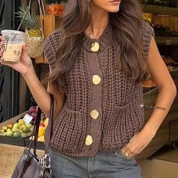 | Button Detailing Sweater Vest