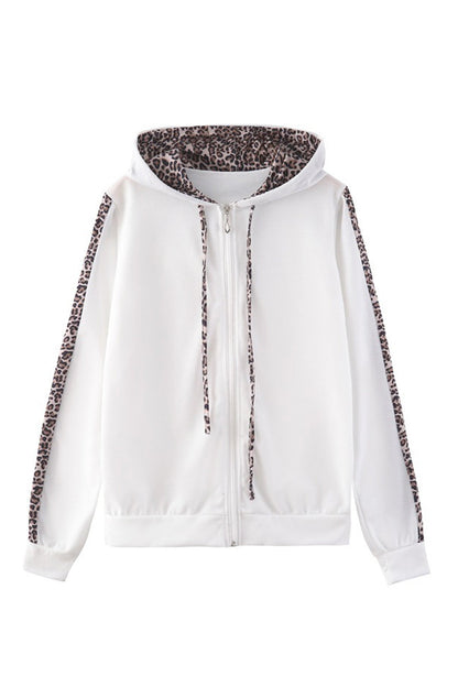 Leopard Patchwork Zip-up Hoodie Suits