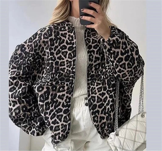 Leopard Print Bomber Jacket – Trendy Mid-Season Outerwear with Edgy Style