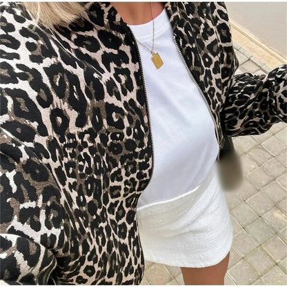 Leopard Print Bomber Jacket – Trendy Mid-Season Outerwear with Edgy Style
