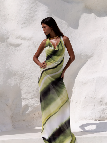 | Cowl Neck Gradient Maxi Dress