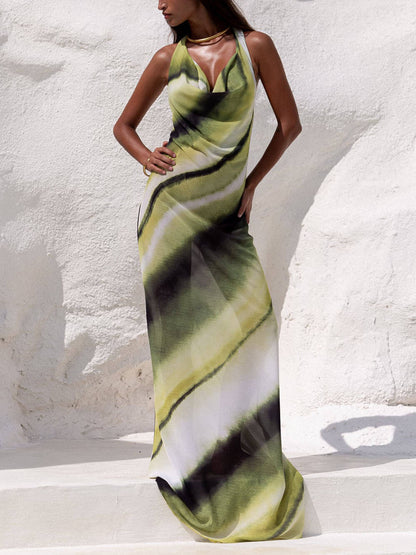 | Cowl Neck Gradient Maxi Dress