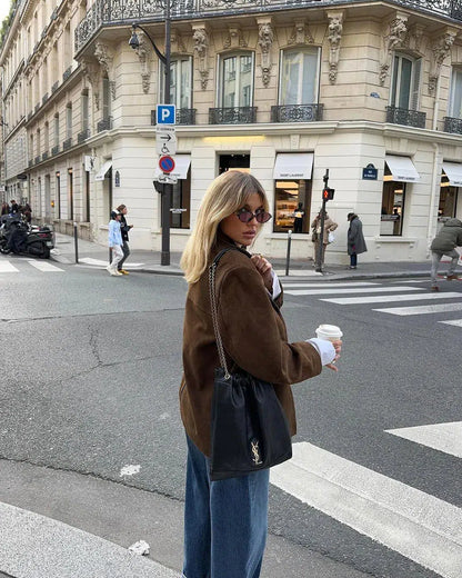 | Structured Shoulders Suede Blazer