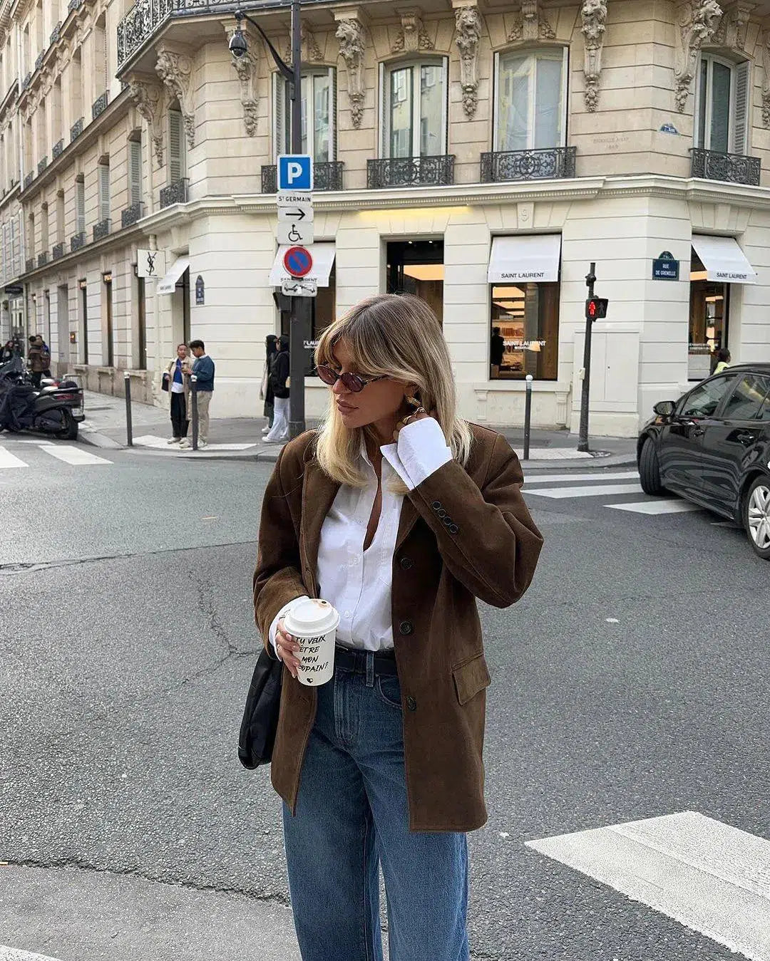 | Structured Shoulders Suede Blazer