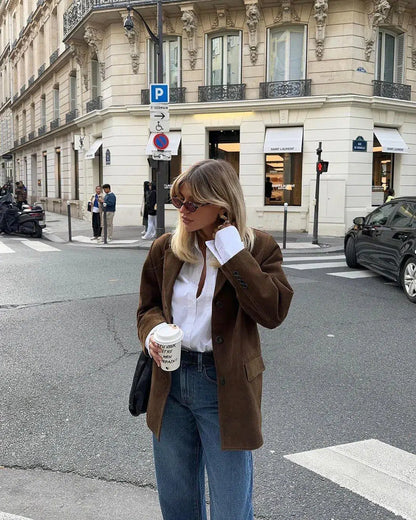 | Structured Shoulders Suede Blazer