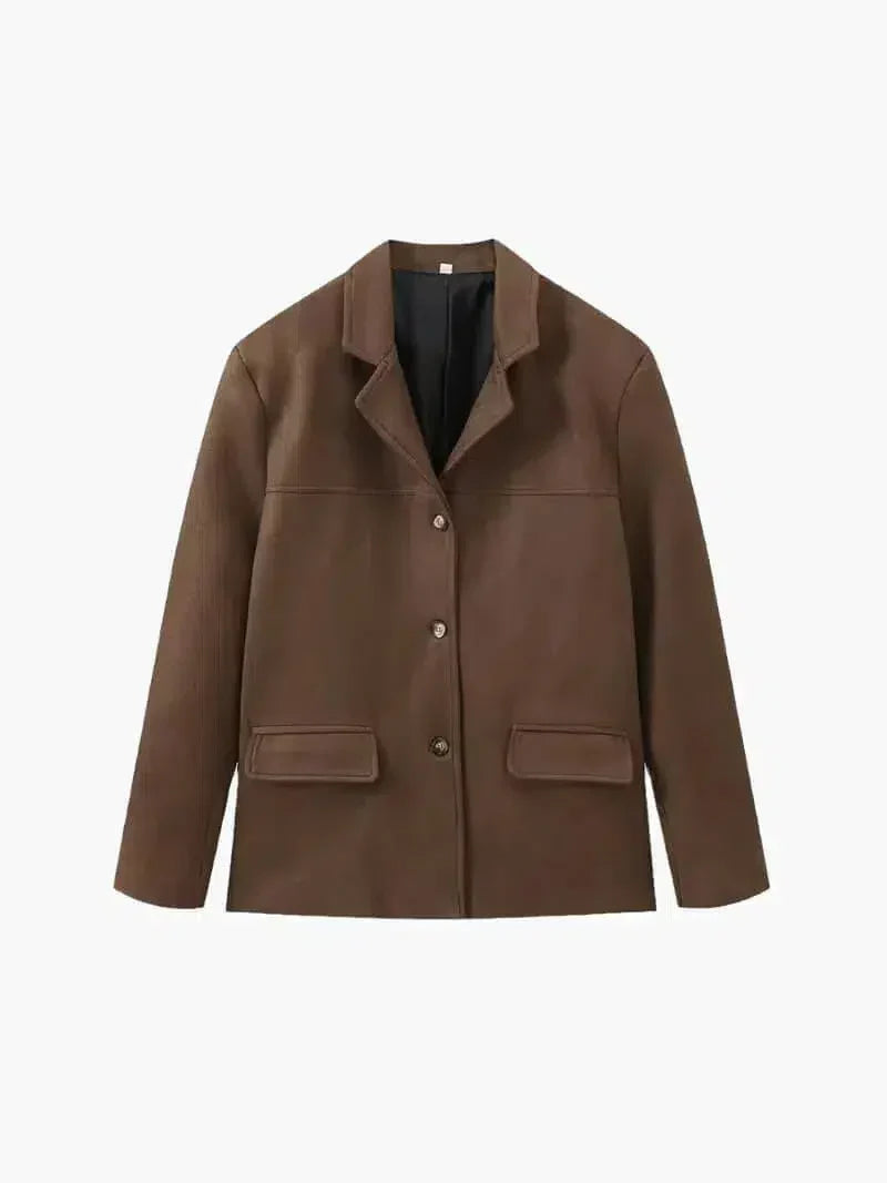 | Structured Shoulders Suede Blazer