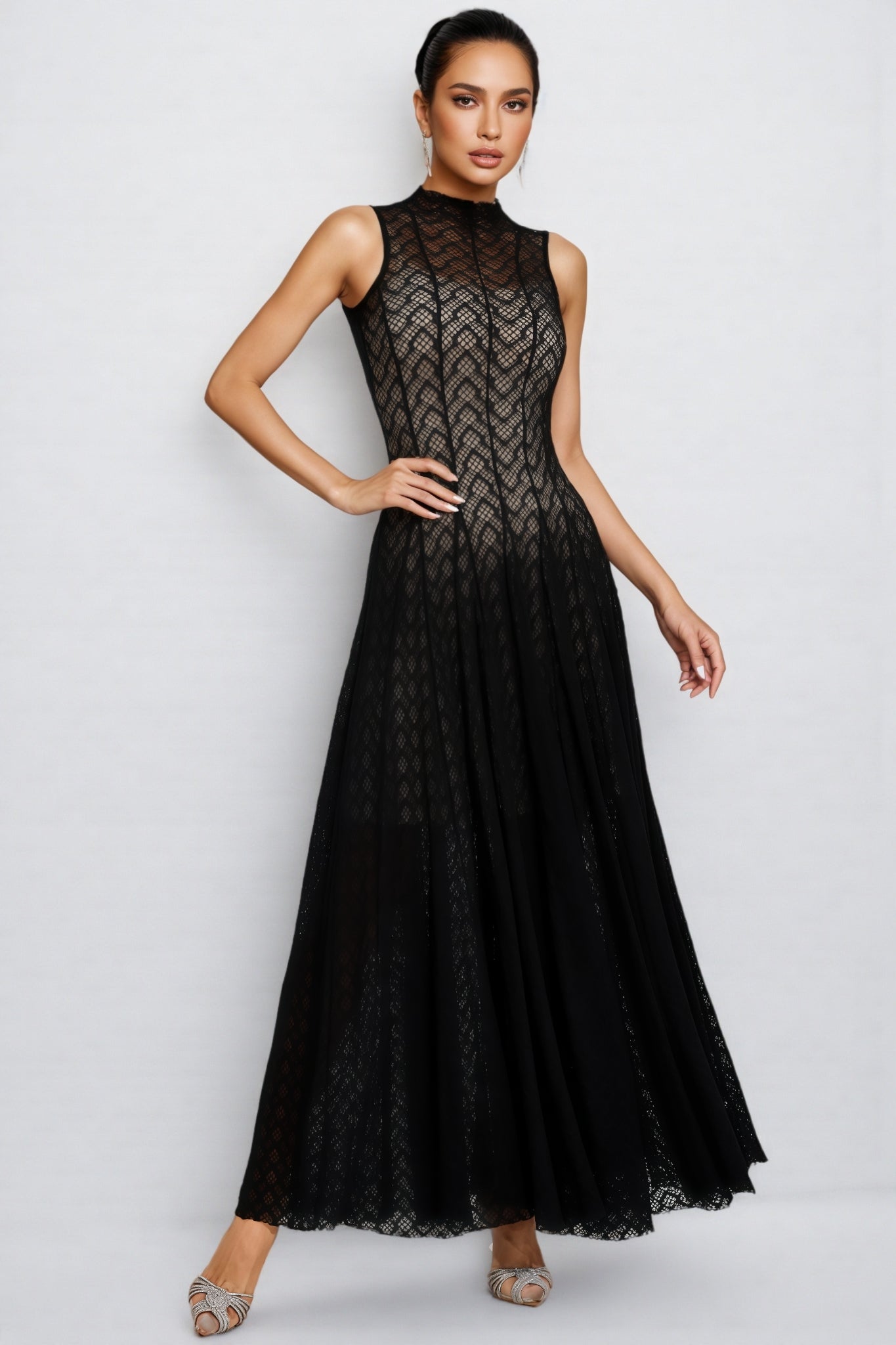 Hutt Black Lace Sleeveless Maxi Dress