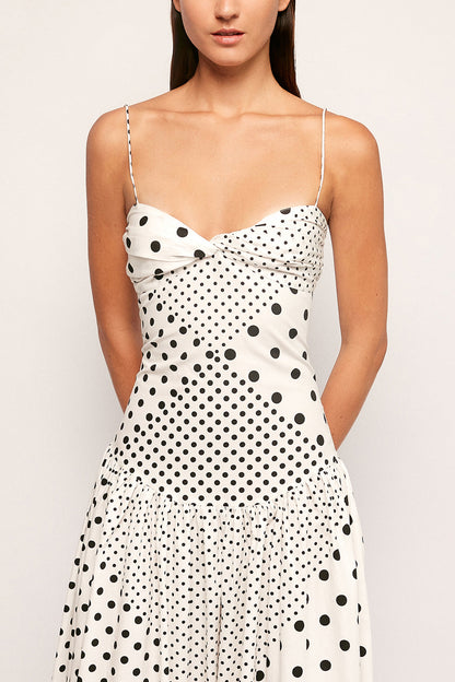 | Sculpted Spot Fitted Midi Dress