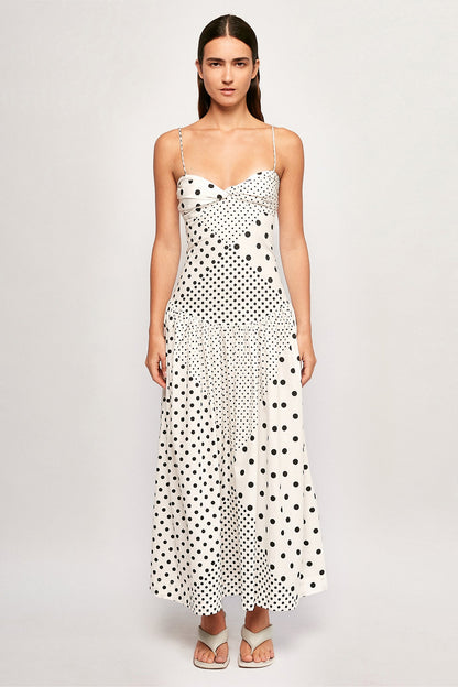 | Sculpted Spot Fitted Midi Dress