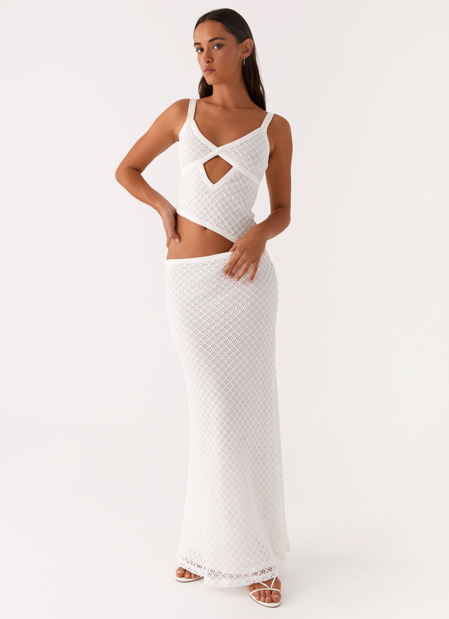 | Cutout Twist Crochet Maxi Dress