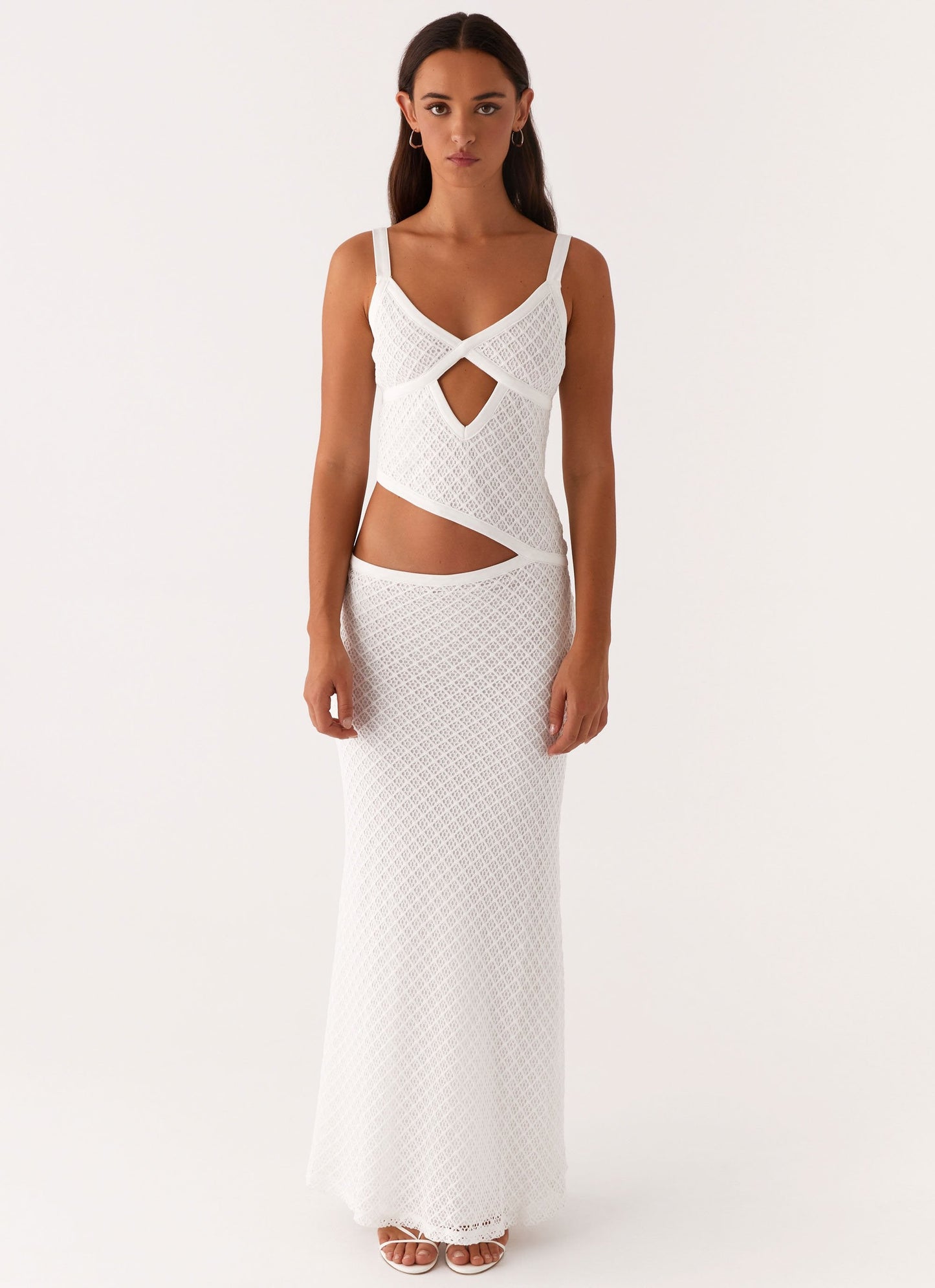 | Cutout Twist Crochet Maxi Dress