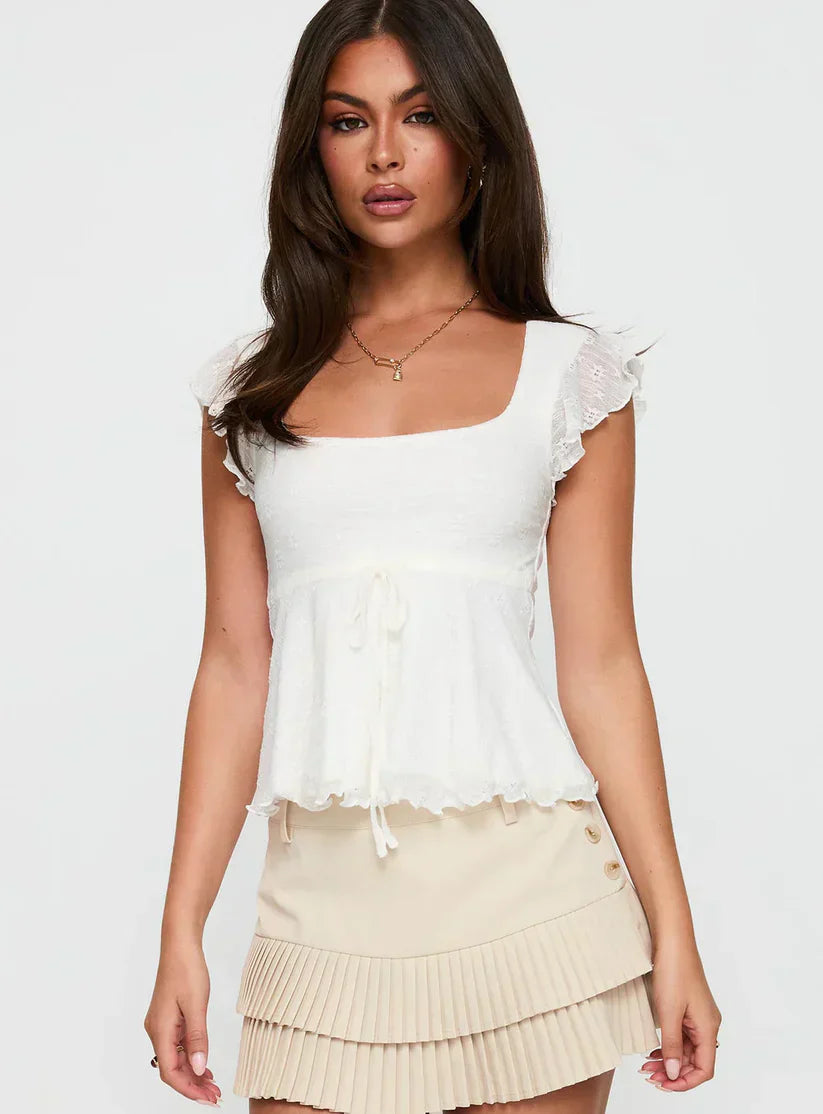 | Ruffle Sleeve Peplum Blouse