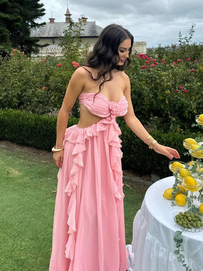 | Draped Chiffon Evening Gown