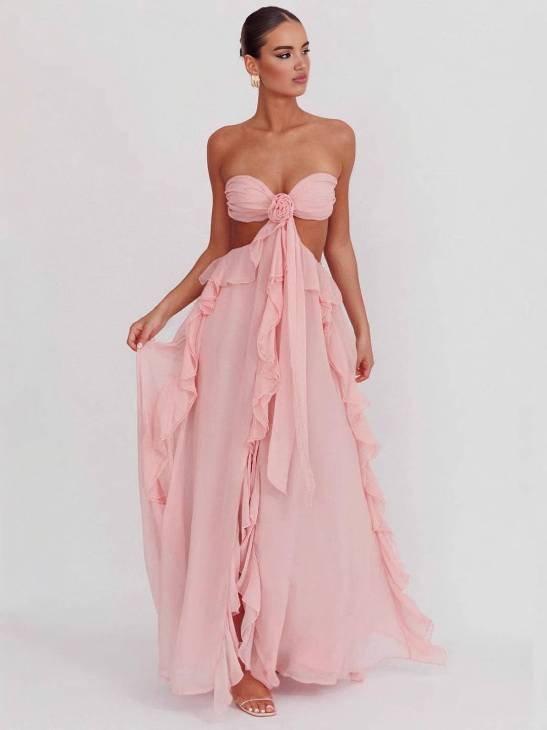 | Draped Chiffon Evening Gown