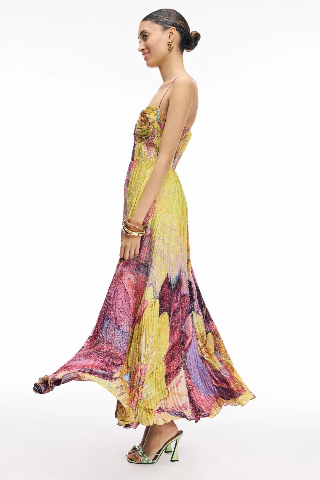 | Floral Pleated Maxi Dress