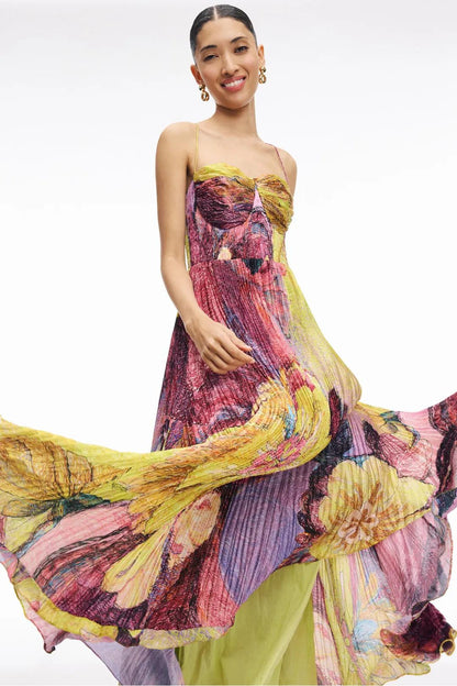 | Floral Pleated Maxi Dress