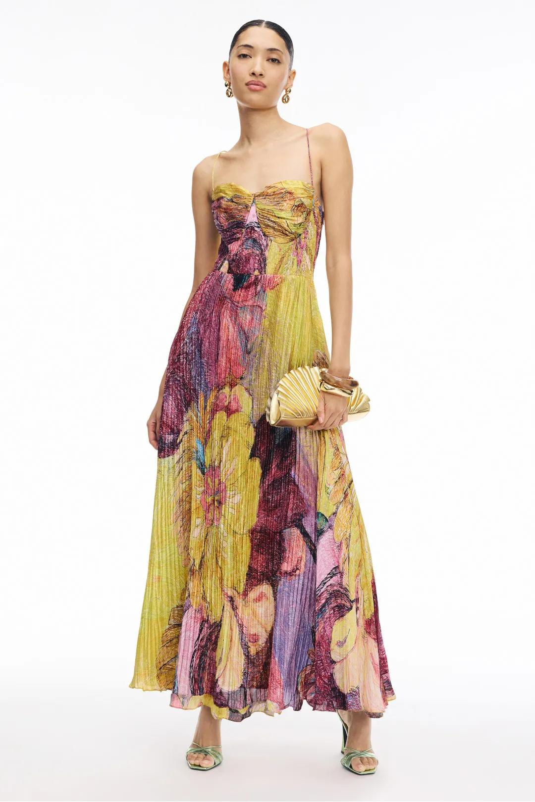 | Floral Pleated Maxi Dress
