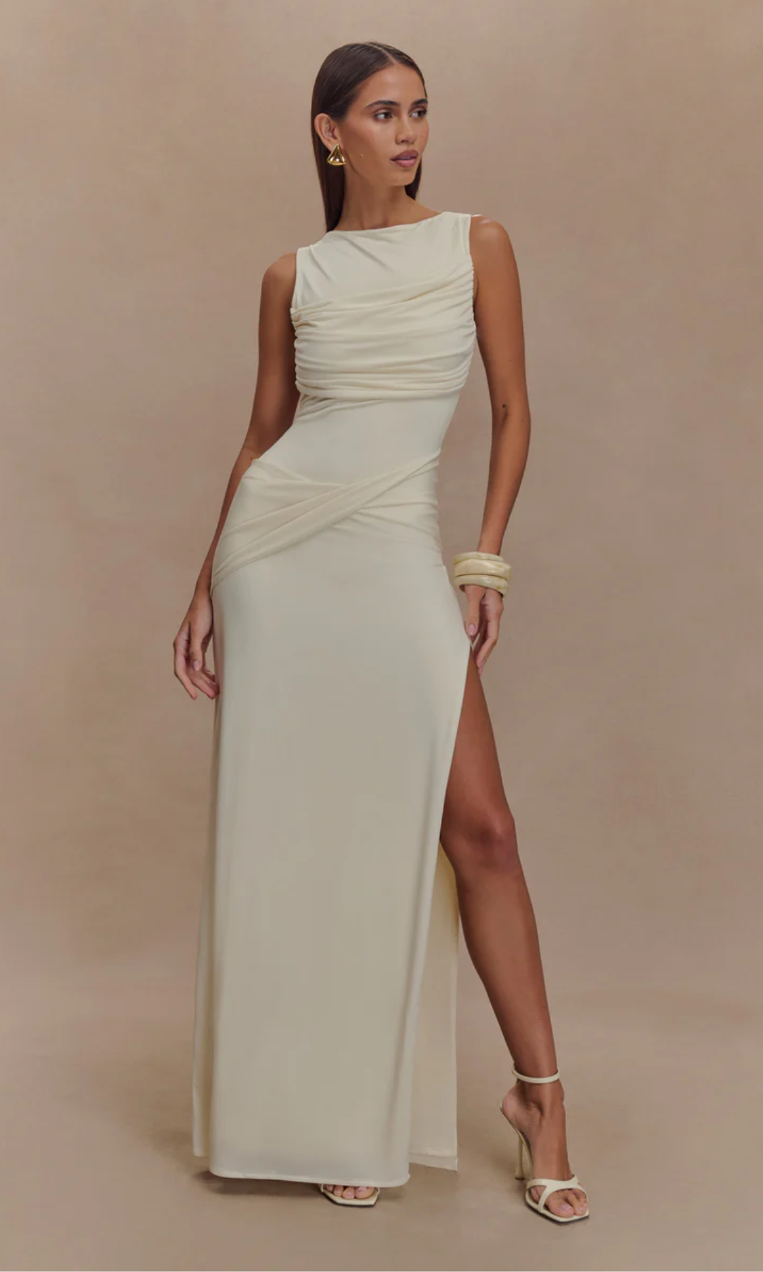 | Draped Waist Detail Maxi Gown