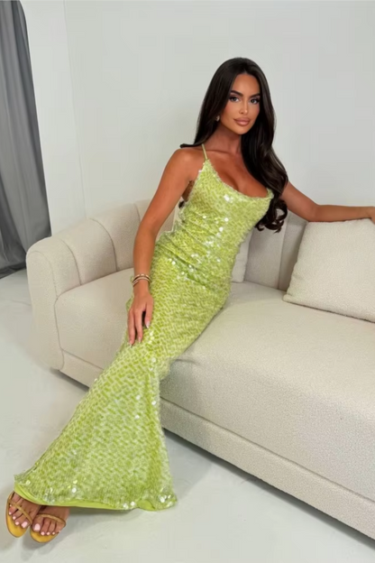 | Sequin Shimmer Strappy Evening Gown