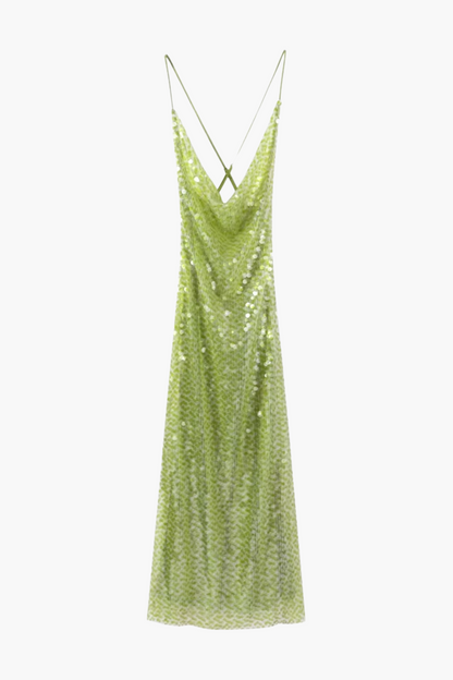 | Sequin Shimmer Strappy Evening Gown