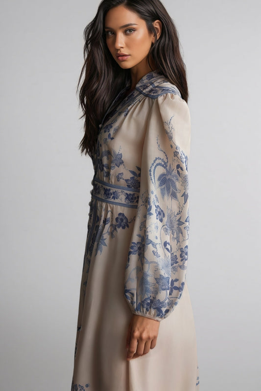 Ruby Patterned Print Long Sleeve Maxi Dress