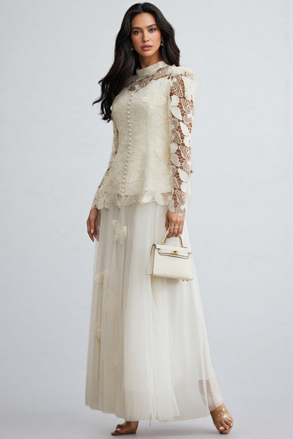 Inina Butterfly Embroidered Lace Maxi Dress Set